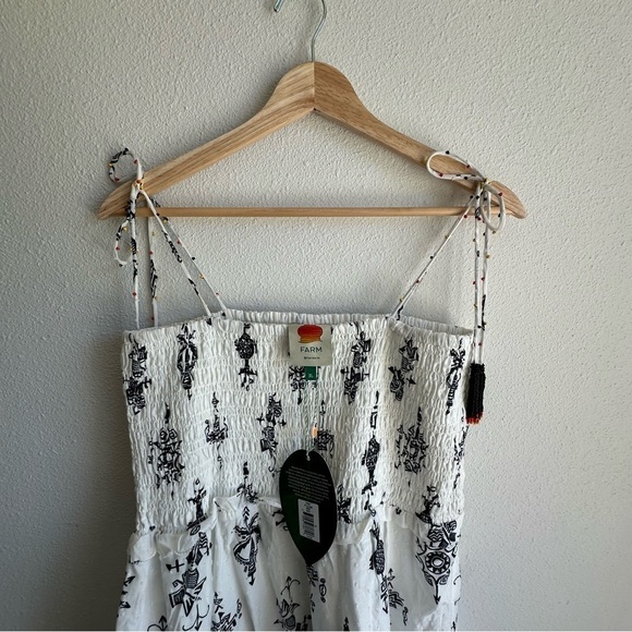 FARM Rio Black and White Midi Dress with Green and Gold Accents - Picture 8 of 8